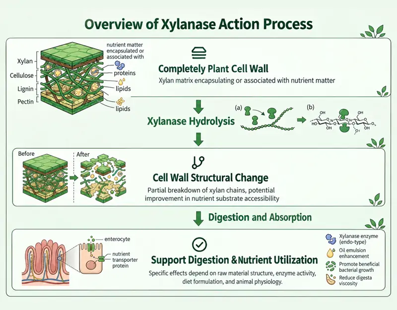 Mechanism of Action of Xylanase Mecanismo de Ação da Xilanase
