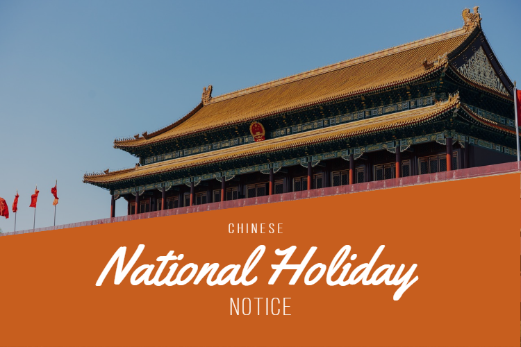 Aviso de feriado nacional chinês